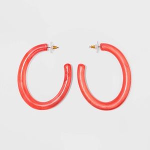 Sugarfix by BaubleBar Coral Chic Resin Hoop Earrings NWT